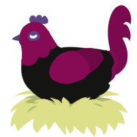 evil salad 2, a black and wine chicken with a head pattern