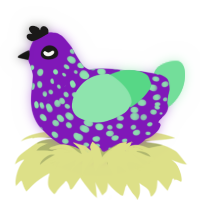 A violet and spring chicken with a speckle pattern