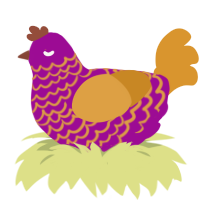Alvin, a plum and orange chicken with a lace pattern