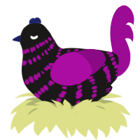 Glowstick, a sable and plum chicken with a bar pattern