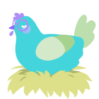 Boy, a aqua and gluppy chicken