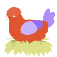 A vermilion and lilac chicken