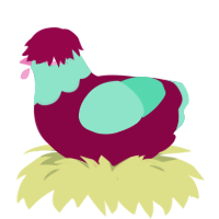 (unnamed), a maroon and mint chicken with a head pattern