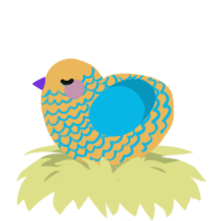 Johnny Johnny, a honey and cerulean chicken with a lace pattern