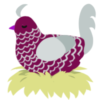 A wine and silver chicken with a lace pattern
