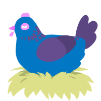 A sapphire and overcast chicken with a neck-speckle pattern