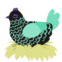 Chicklet, a sable and mint chicken with a lace pattern