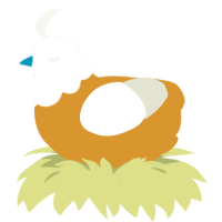 A orange and white chicken with a head pattern