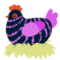 A tumblr and orchid chicken with a bar pattern