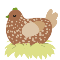 A brown and beige chicken with a speckle pattern