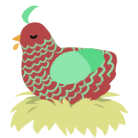 A red and spring chicken with a lace pattern