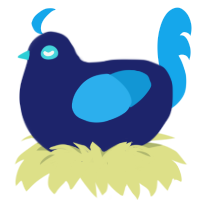 Zak, a navy and sky chicken
