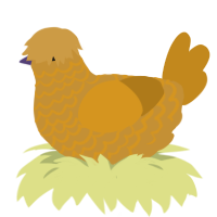 A gold and ochre chicken with a lace pattern