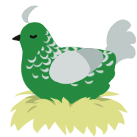 Chia Lincoln, a viridian and silver chicken with a half-lace pattern