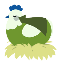A chartreuse and cream chicken with a head pattern