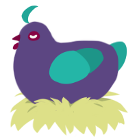 A overcast and turquoise chicken