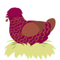 A maroon and russet chicken with a lace pattern