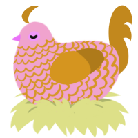 (unnamed), a pink and ochre chicken with a lace pattern