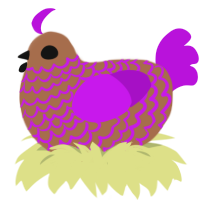 Fart Boy, a brown and amethyst chicken with a lace pattern