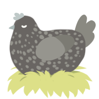 sad office cubicle, a grey and ash chicken with a speckle pattern