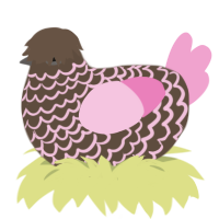 A bark and pink chicken with a lace pattern