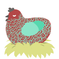 Destroyer of Worlds, a red and mint chicken with a double-lace pattern
