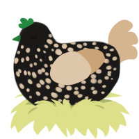 A sable and beige chicken with a speckle pattern