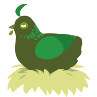 A olive and viridian chicken with a neck-speckle pattern
