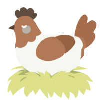 A white and brown chicken with a head pattern