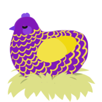 Grimace my NB icon, a violet and yellow chicken with a lace pattern