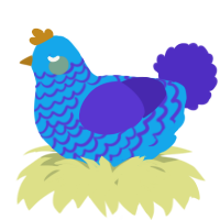 A sky and indigo chicken with a lace pattern