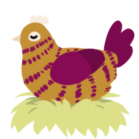 A gold and wine chicken with a bar pattern