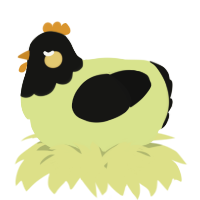 A lemon and black chicken with a head pattern