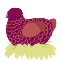 A wine and red chicken with a lace pattern