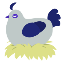 A silver and navy chicken