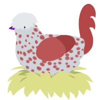 (unnamed), a mist and red chicken with a speckle pattern