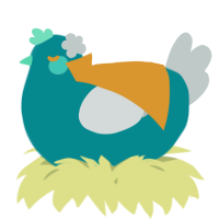 A teal and silver chicken