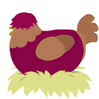 A maroon and brown chicken with a head pattern