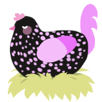 乙女, a sable and lavender chicken with a speckle pattern