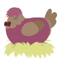 miserable professor, a fuchsia and brown chicken with a head pattern