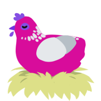 lollipop, a fuchsia and mist chicken with a neck-speckle pattern