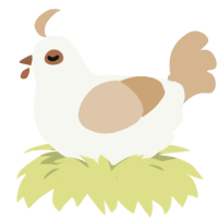 A white and beige chicken