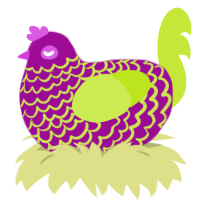 A plum and lime chicken with a lace pattern