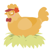 A honey chicken with a head pattern