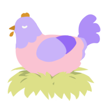 A rose and lilac chicken with a head pattern