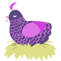 Professor Plum, a overcast and orchid chicken with a lace pattern
