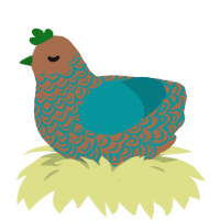 longkang turd, a brown and teal chicken with a double-lace pattern