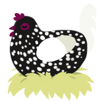 salt, a sable and white chicken with a speckle pattern