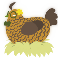 A gold and bark chicken with a lace pattern