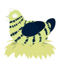 A lemon and tumblr chicken with a bar pattern
